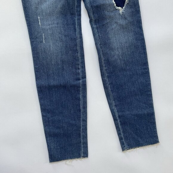 Guess Women’s Super High Rise Skinny Jeans In Blue Destroyed And Patched Size 28 - Picture 2 of 13